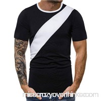 Black T Shirt Men Donci Diagonal Stripes Two Color Stitching Fashion Casual Tees Polyester Bottoming Short Tops Black B07PV9MNDC